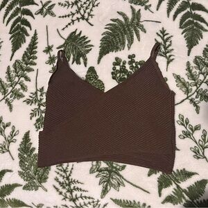 Brown Cropped wrap tank top